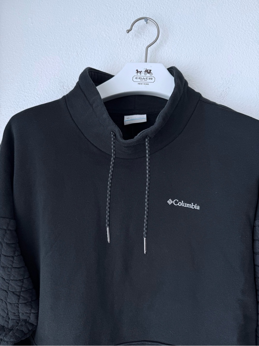 Columbia Sunday Summit Black Funnel Neck Pullover Sweatshirt Quilted Sleeves M - Picture 4 of 10